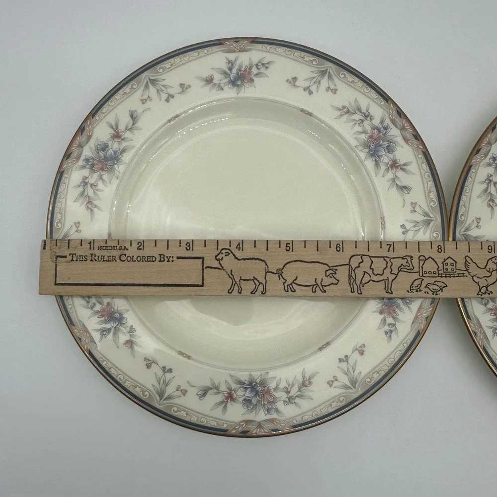 Noritake Lylewood 8.25 Inch Salad Lunch Plates Set of 2 Floral Ivory